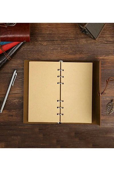 muustie Leaf Design Leather Cover Keepsake-Memory-Diary Notebook Orange