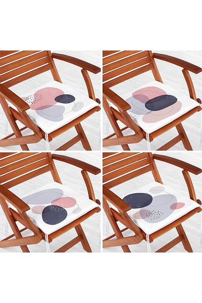 Realhomes 4-Piece Colorful Geometric Patterned Modern Zippered Chair Cushion Set on White Background