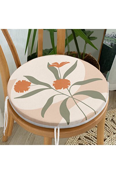 Realhomes Pernă de scaun rotundă cu fermoar, moale, colorată, cu desen floral...