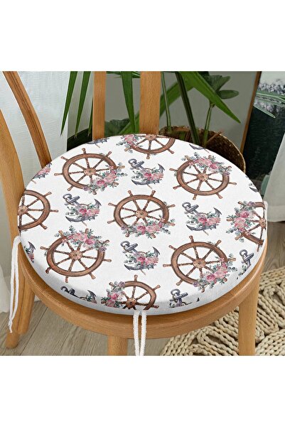 Realhomes Білий підлогу з дизайном румпеля і штурвала цифровий друк круглий з...