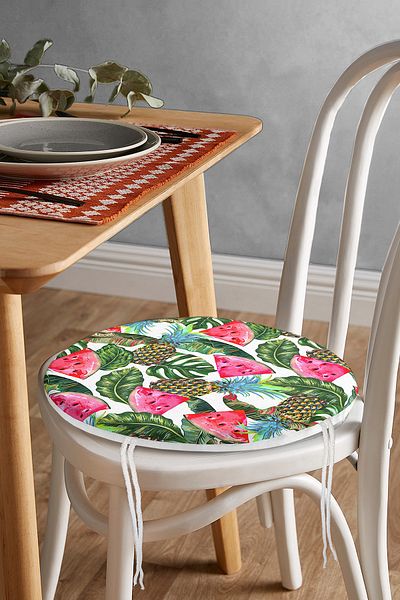 Realhomes Summer Fruits Watercolor Series Pernă de scaun modernă rotundă cu fermoar