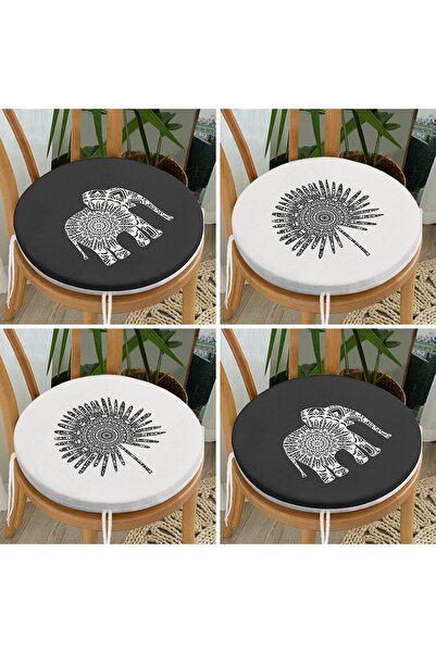 Realhomes Set de 4 perne pentru scaun rotunde cu fermoar, cu motiv etnic, cu ...