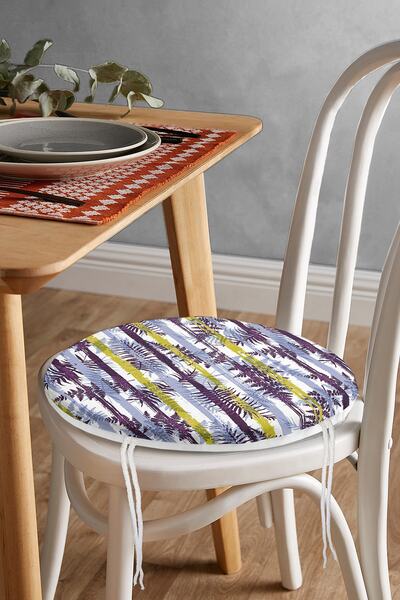 Realhomes Сучасна кругла подушка для стільця з цифровим принтом у вигляді кол...