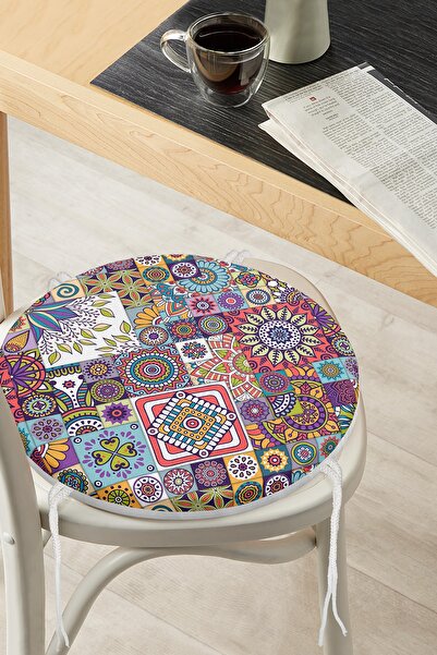 Realhomes Кольоровий мозаїчний візерунок, цифровий друк, сучасна кругла подуш...