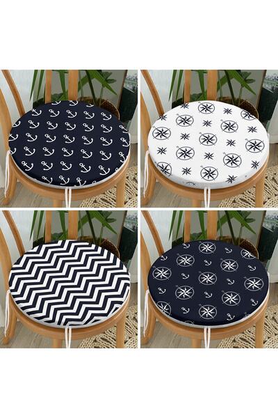 Realhomes Набір круглих подушок для стільців з цифровим принтом у вигляді 4-х...