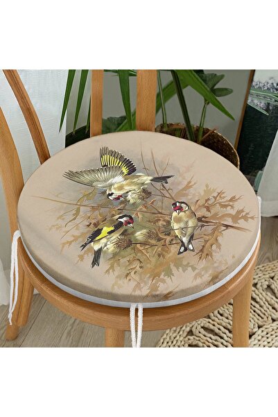 Realhomes Ψηφιακό εμπριμέ μαξιλάρι καρέκλας Saka Bird με στρογγυλό φερμουάρ