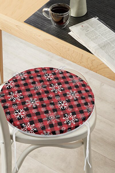 Realhomes Червоний картатий візерунок із мотивом сніжинок, цифровий принт, су...