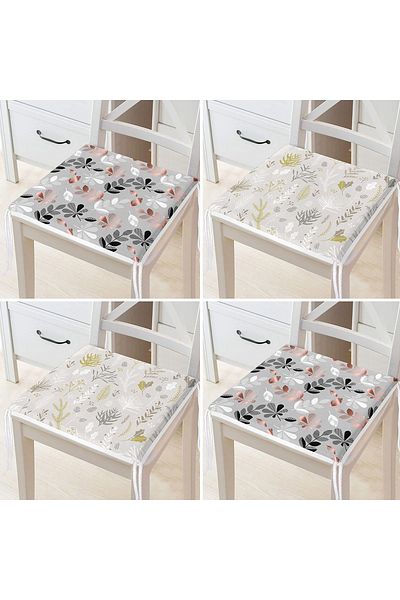 Realhomes Set de perne pentru scaune moderne, colorate, cu fermoar, 4 piese, cu model de frunze pe podea