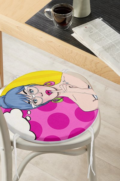 Realhomes Pop Art digitalno štampani okrugli jastuk za stolicu sa patentnim z...