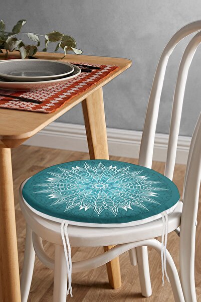 Realhomes Weave Mandala Desenli Yuvarlak Fermuarlı Sandalye Minderi