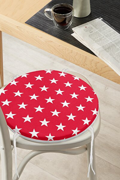 Realhomes Modern Yıldız Desenli Dijital Baskılı Yuvarlak Fermuarlı Sandalye M...