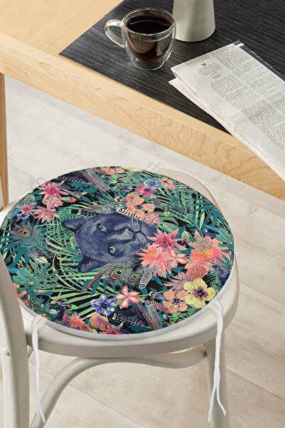 Realhomes Pernă de scaun rotundă cu fermoar cu design special de podea albast...