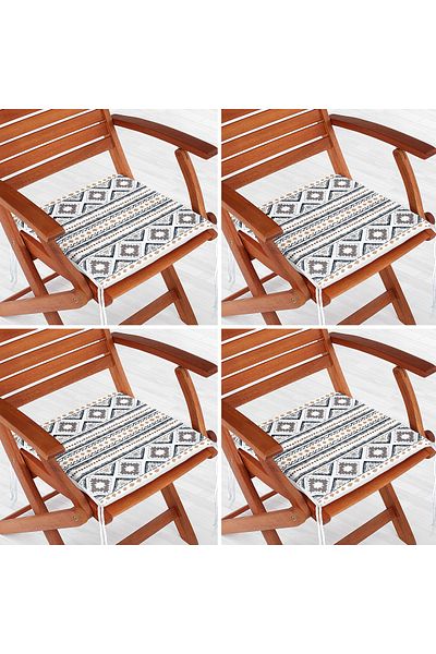 Realhomes Set of 4 Special Design Scandinavian Drawing Digital Printed Modern Zippered Chair Cushions