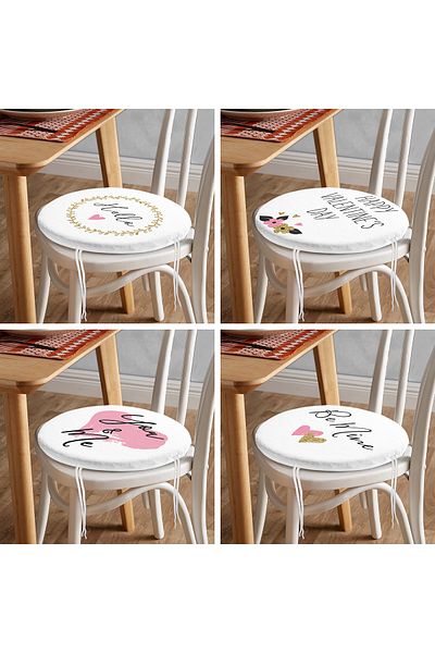 Realhomes 4-Piece Valentine's Day Concept Special Design Modern Combination Round Zipper Chair Cushion Set
