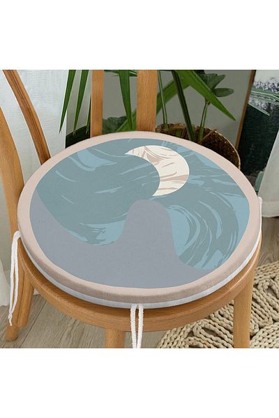 Realhomes Antique Patterned Digital Printed Modern Round Zippered Chair Cushion on Pastel Floor