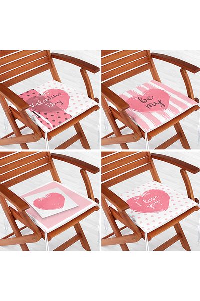 Realhomes 4-Piece Valentine's Day Concept Special Design Modern Combination Zippered Chair Cushion Set