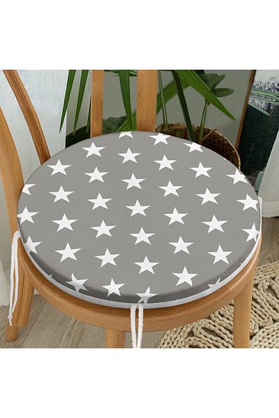 Realhomes Star Patterned Digital Printed Round Zippered Chair Cushion