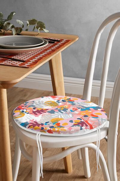 Realhomes Кругла подушка для стільця з геометричним абстрактним візерунком і ...