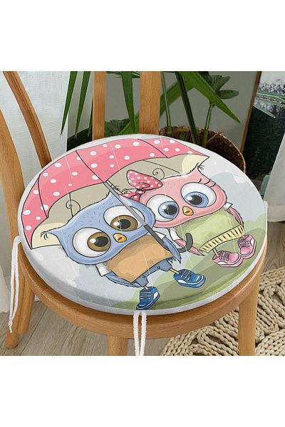 Realhomes Cute Cats Digital Printed Round Zippered Chair Cushion