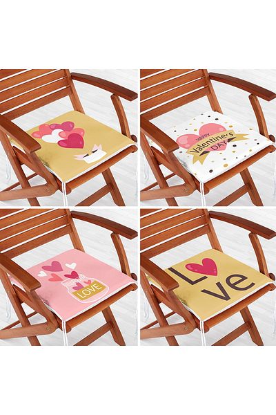 Realhomes 4-Piece Valentine's Day Concept Special Design Modern Combination Zippered Chair Cushion Set