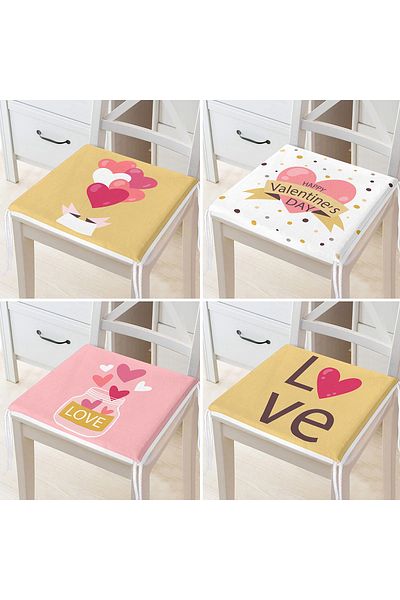 Realhomes 4-Piece Valentine's Day Concept Special Design Modern Combination Zippered Chair Cushion Set