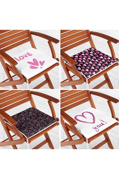Realhomes 4-Piece Valentine's Day Concept Special Design Modern Combination Zippered Chair Cushion Set