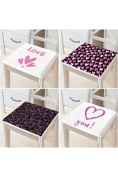 Realhomes 4-Piece Valentine's Day Concept Special Design Modern Combination Zippered Chair Cushion Set
