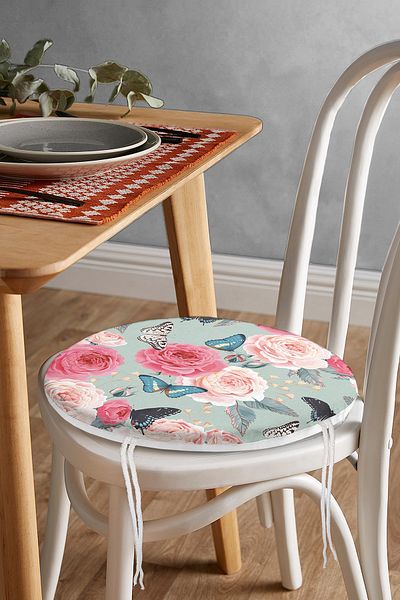 Realhomes Stained Butterflies Drawing Round Zippered Chair Cushion