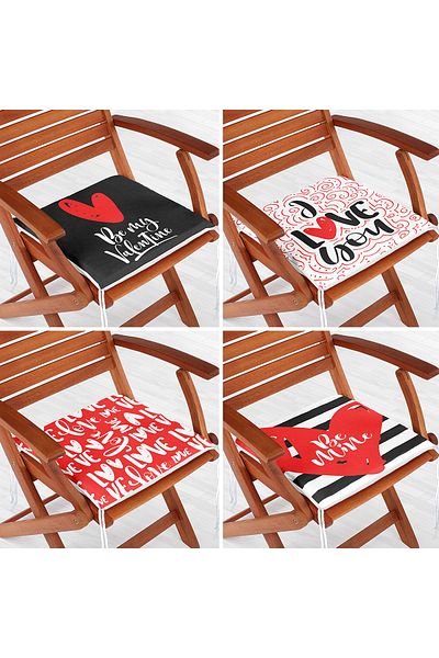 Realhomes 4-Piece Valentine's Day Concept Special Design Modern Combination Zippered Chair Cushion Set