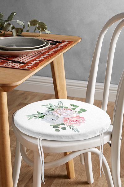 Realhomes Special Design Flower Themed Digital Printed Round Zippered Chair Cushion