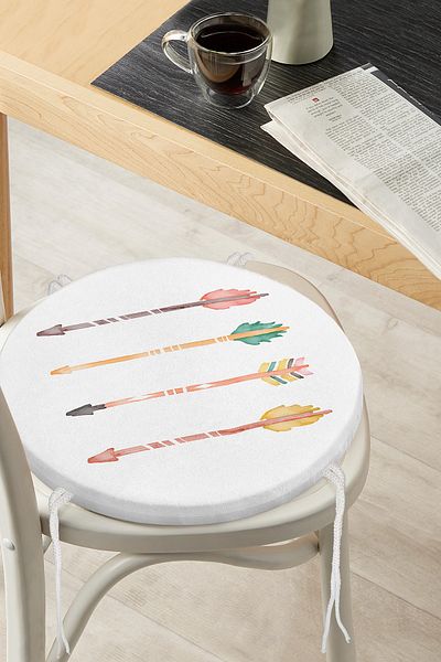 Realhomes Colorful Arrows Digital Printed Modern Round Zippered Chair Cushion