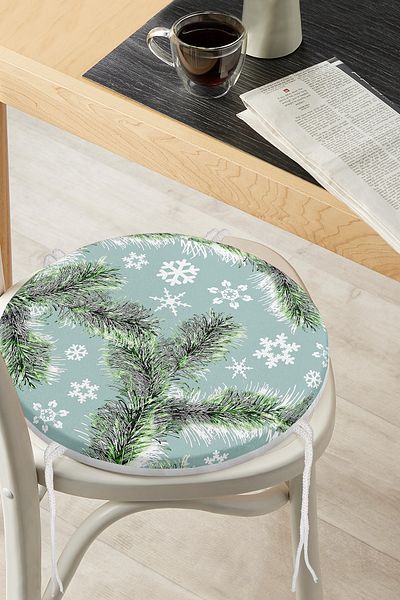 Realhomes Digital Printed Modern Round Zippered Chair Cushion with Snowflake Pattern on Colorful Floor