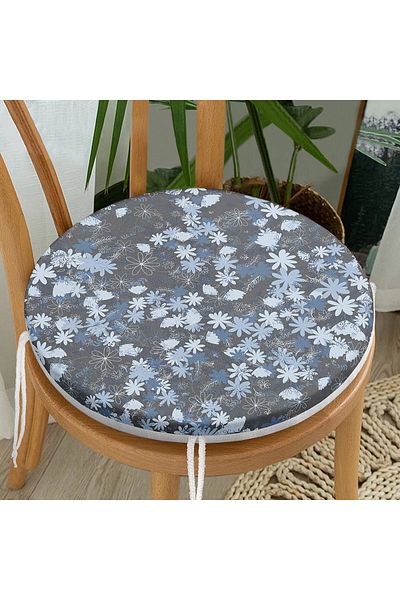Realhomes Daisy Patterned Modern Special Design Round Zippered Chair Cushion