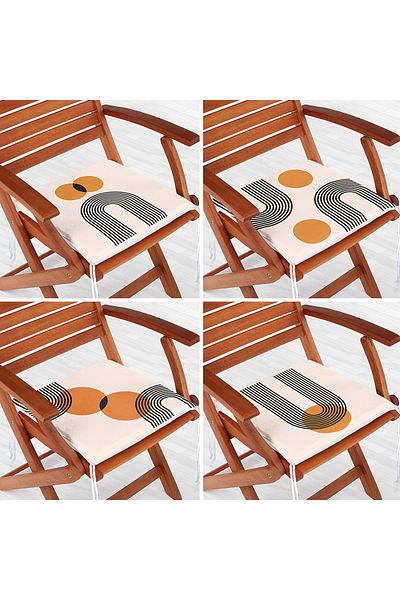 Realhomes 4-Piece Geometric Drawing Abstract Design Digital Printed Modern Zippered Chair Cushion Set