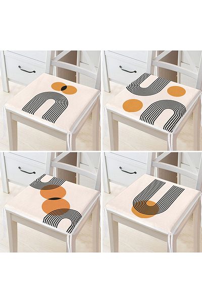 Realhomes 4-Piece Geometric Drawing Abstract Design Digital Printed Modern Zippered Chair Cushion Set
