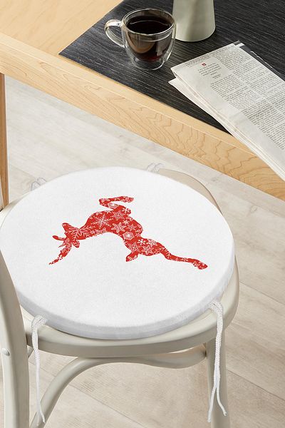 Realhomes Digital Printed Modern Round Zippered Chair Cushion with Deer Motif Special Design