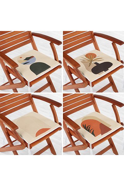 Realhomes Set of 4 Ethnic Special Design Digital Printed Modern Zippered Chair Cushions