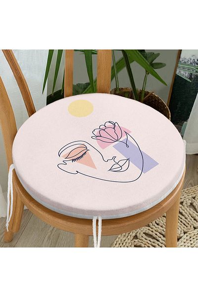 Realhomes Bohemian Special Design Round Zippered Chair Cushion on Pink Floor