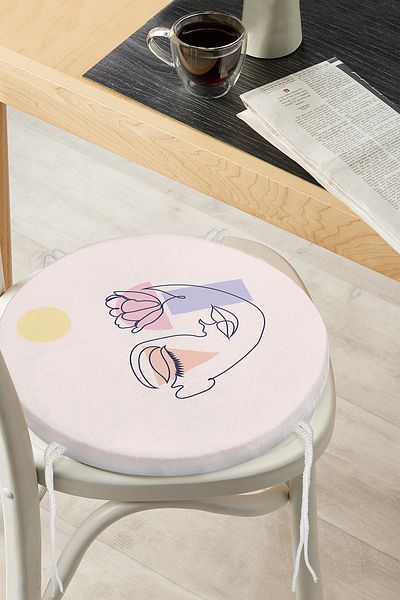 Realhomes Bohemian Special Design Round Zippered Chair Cushion on Pink Floor