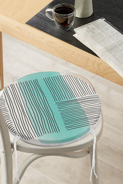 Realhomes Digital Printed Modern Round Zippered Chair Cushion with Abstract Style Onedraw Drawing
