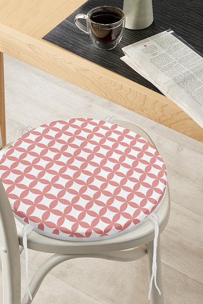 Realhomes Circular Geometric Digital Printed Round Zippered Chair Cushion