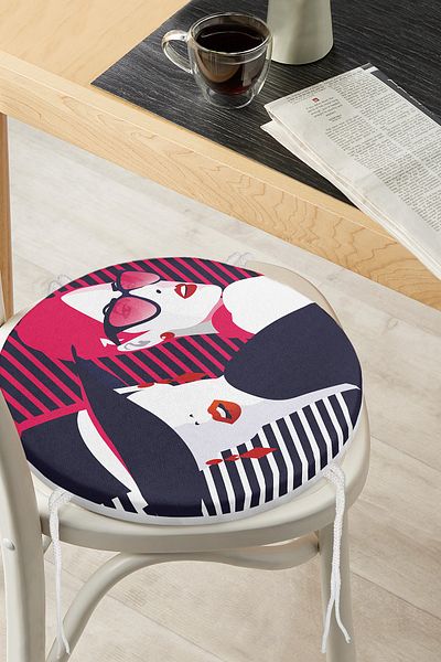 Realhomes Fashion Womens Popart Modern Designed Round Zippered Chair Cushion