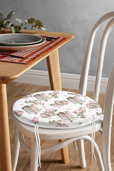 Realhomes Flower & Flower Bundles Custom Design Digital Printed Modern Round Zippered Chair Cushion