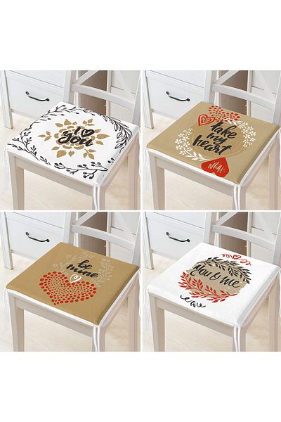 Realhomes 4-Piece Valentine's Day Concept Special Design Modern Combination Zippered Chair Cushion Set