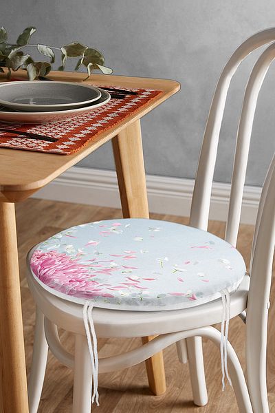 Realhomes Colorful Hydrangea Flower Digital Printed Modern Round Zippered Chair Cushion with Pastel Floor