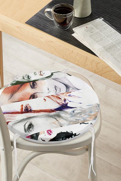 Realhomes Fashion Womens Digital Printed Round Zippered Chair Cushion