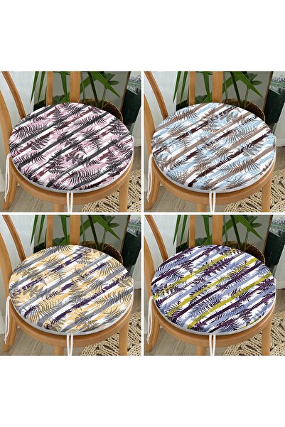 Realhomes Набір з 4 сучасних круглих подушок для стільців з чорним геометричн...