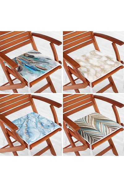 Realhomes Set of 4 Digital Printed Decorative Zippered Chair Cushions