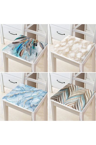 Realhomes Set of 4 Digital Printed Decorative Zippered Chair Cushions