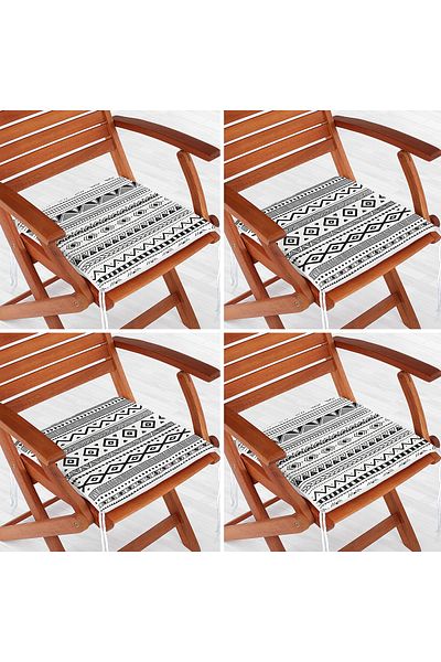 Realhomes 4-Piece Special Design Scandinavian Design Digital Printed Modern Zippered Chair Cushion Set